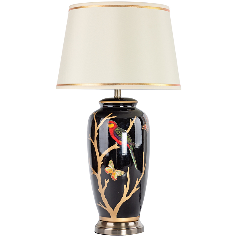 Настольная лампа с абажуром Bird on Golden Branches Black Lampshade Черный Бежевый Красный Золотой Настольная лампа с абажуром Bird on Golden Branches Black Lampshade Черный Бежевый Красный Золотой в Челябинске | Loft Concept
