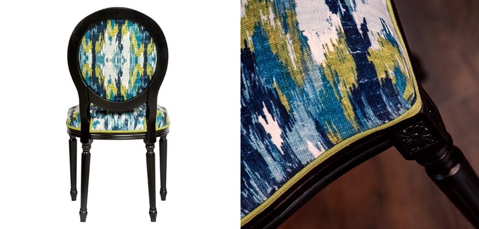 Мягкий стул с сине-зеленым узором Ikat Pattern Мягкий стул с сине-зеленым узором Ikat Pattern - Loft-Concept в Челябинске