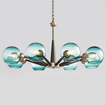 Люстра Thalia chandelier Blue glass Золотой Светло-голубой Черный Люстра Thalia chandelier Blue glass Золотой Светло-голубой Черный в Челябинске | Loft Concept
