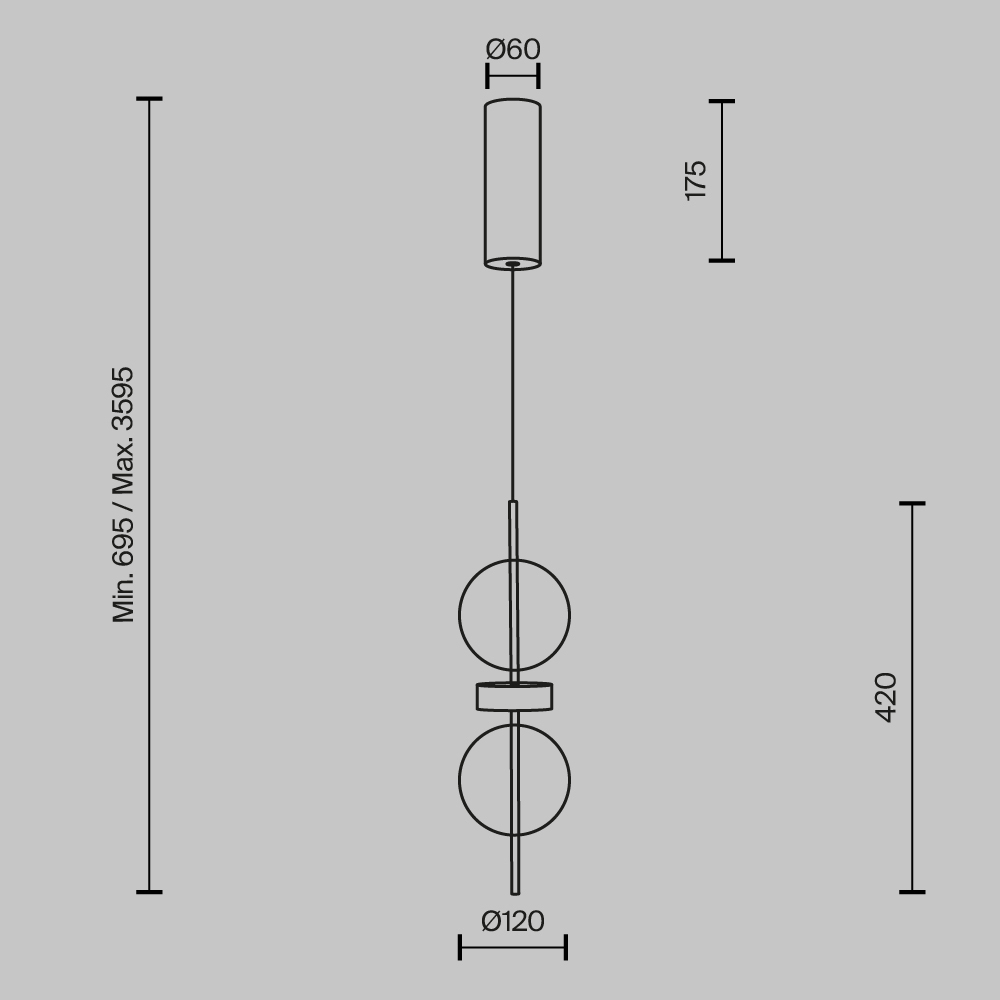 Подвесной светильник с плафоном из стекла с зеркальным градиентом Double Moon в Челябинске