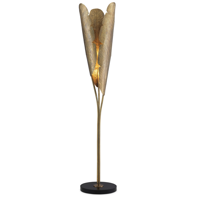 Торшер Eichholtz Floor Lamp Plantain Винтажная латунь Черный Торшер Eichholtz Floor Lamp Plantain Винтажная латунь Черный в Челябинске | Loft Concept