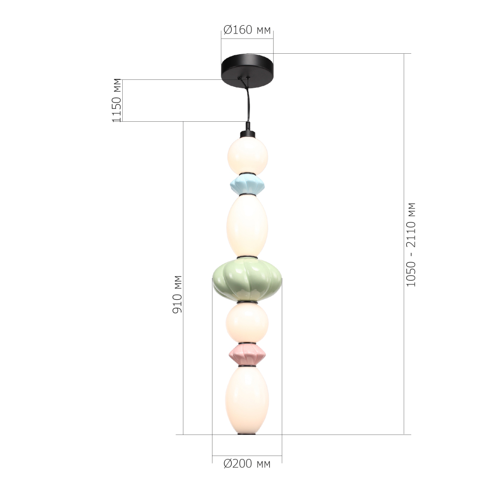 Подвесной светильник фигурный с керамическими элементами 32W LED Fragrant Light в Челябинске