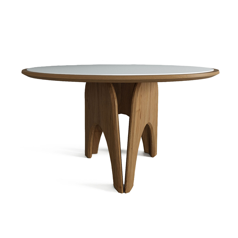 Обеденный круглый стол из дерева со столешницей из камня Pelican Dinner Table Древесина Белый Обеденный круглый стол из дерева со столешницей из камня Pelican Dinner Table Древесина Белый в Челябинске | Loft Concept
