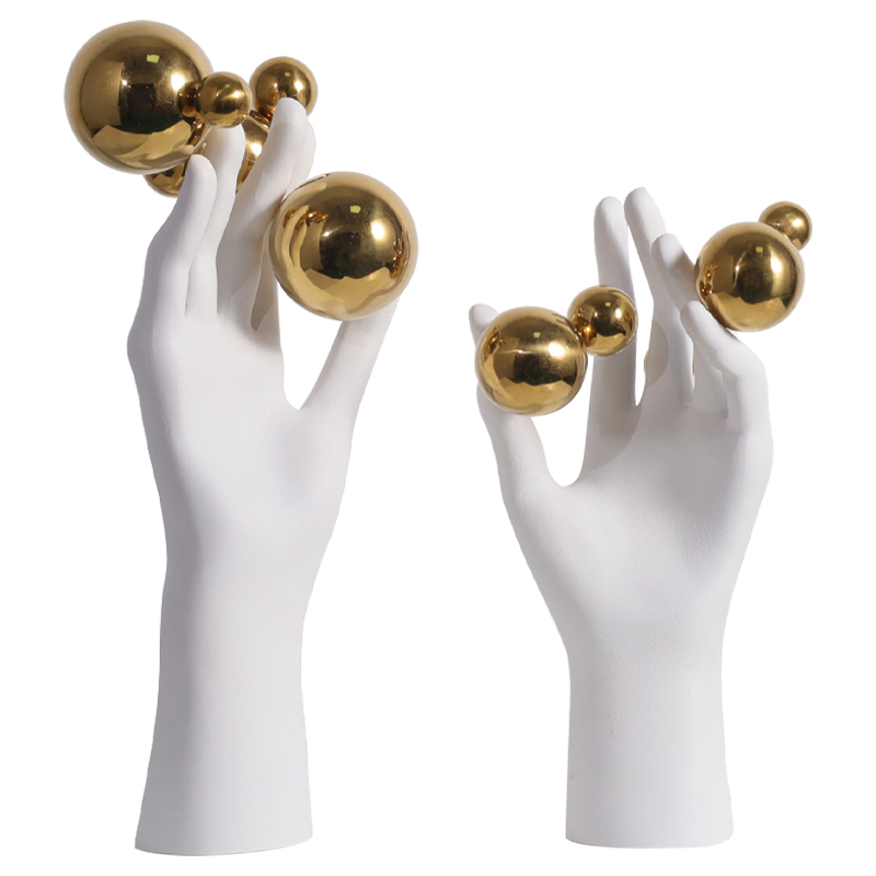 Декоративная статуэтка Hand with Spheres Statuette Белый Глянцевое золото Декоративная статуэтка Hand with Spheres Statuette Белый Глянцевое золото в Челябинске | Loft Concept