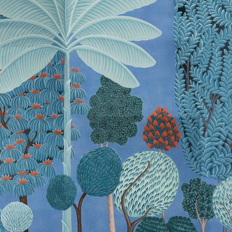Обои ручная роспись Malwa Special Colourway on blue painted Xuan paper Обои ручная роспись Malwa Special Colourway on blue painted Xuan paper в Челябинске | Loft Concept