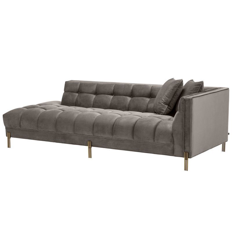 Кушетка Eichholtz Lounge Sofa Sienna Right Серый Матовая латунь Кушетка Eichholtz Lounge Sofa Sienna Right Серый Матовая латунь в Челябинске | Loft Concept
