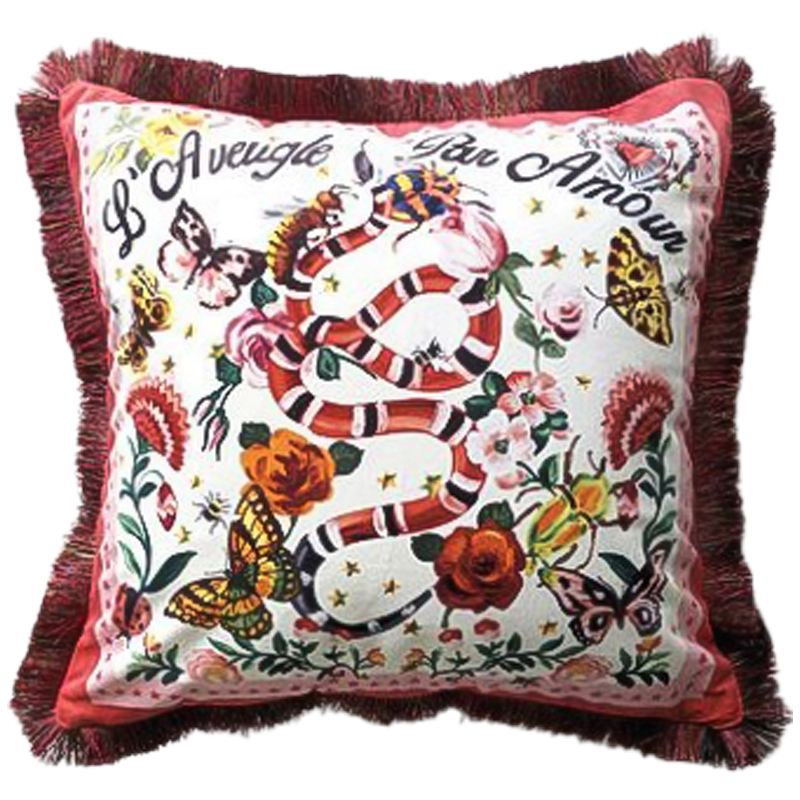 Декоративная подушка Cтиль Gucci Micrurus Мульти Бежевый Декоративная подушка Cтиль Gucci Micrurus Мульти Бежевый в Челябинске | Loft Concept
