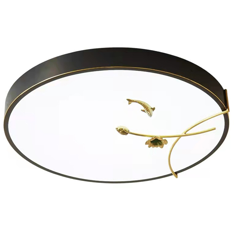 Круглый потолочный светильник Gold Fish Round Ceiling Lamp Black Черный Черный Белый Зеленый в Челябинске | Loft Concept 