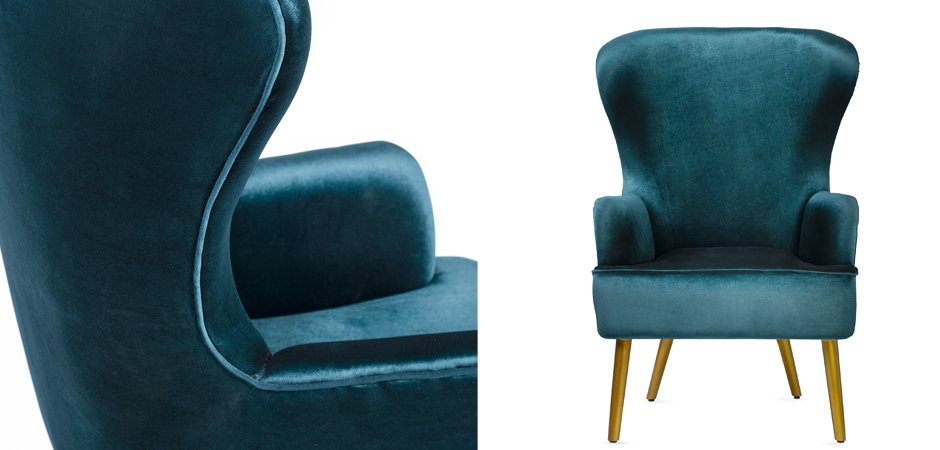 Кресло Wingback Dining Chair turquoise velor Кресло Wingback Dining Chair turquoise velor - Loft-Concept в Челябинске