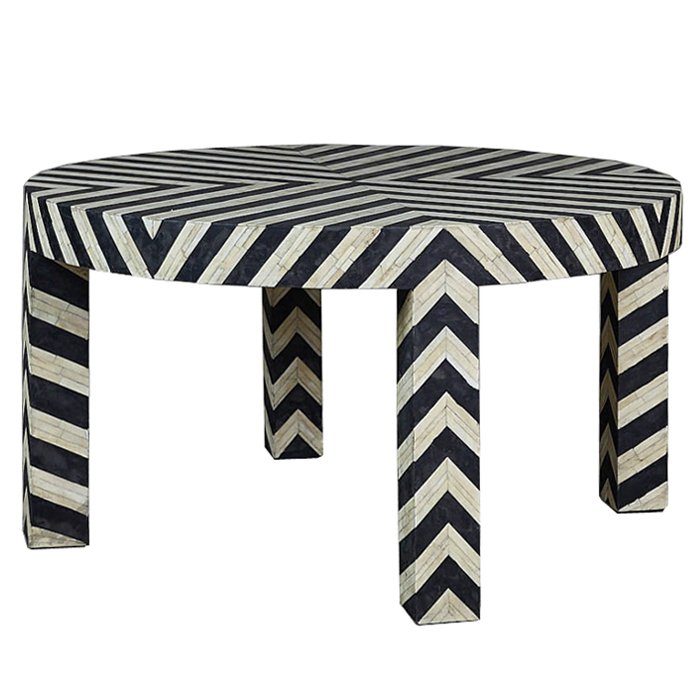 Кофейный стол Inlaid Bone Zigzag Белый Черный Кофейный стол Inlaid Bone Zigzag Белый Черный в Челябинске | Loft Concept