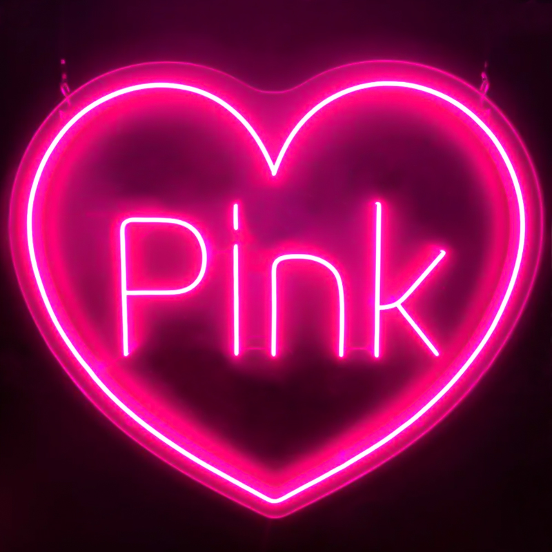 Неоновая настенная лампа Pink Heart Neon Wall Lamp Розовый Прозрачный Неоновая настенная лампа Pink Heart Neon Wall Lamp Розовый Прозрачный в Челябинске | Loft Concept