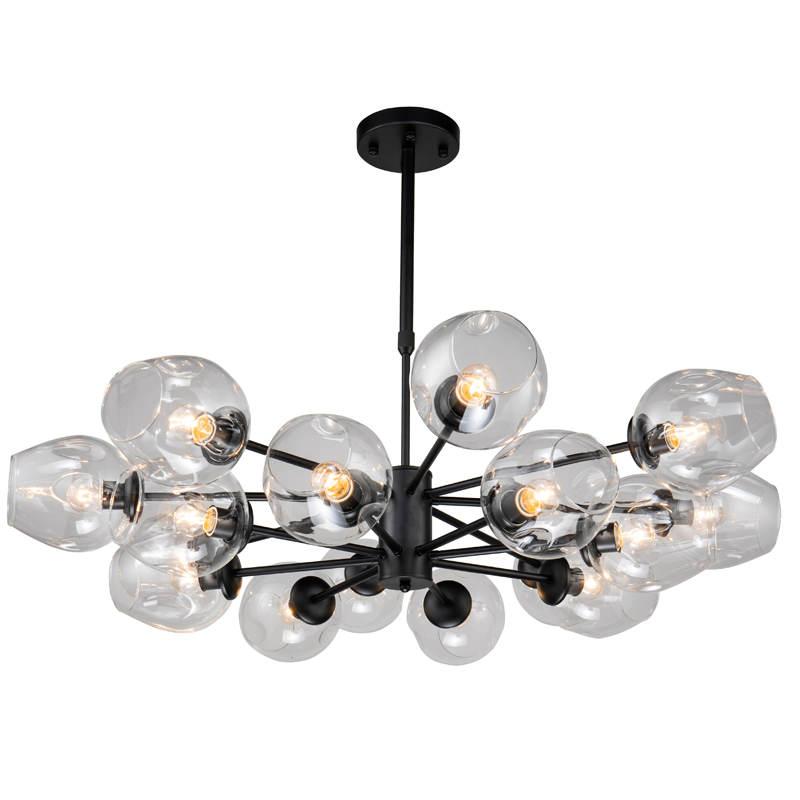 Люстра Branching Bubble Chandelier black 16 Черный Прозрачный Люстра Branching Bubble Chandelier black 16 Черный Прозрачный в Челябинске | Loft Concept