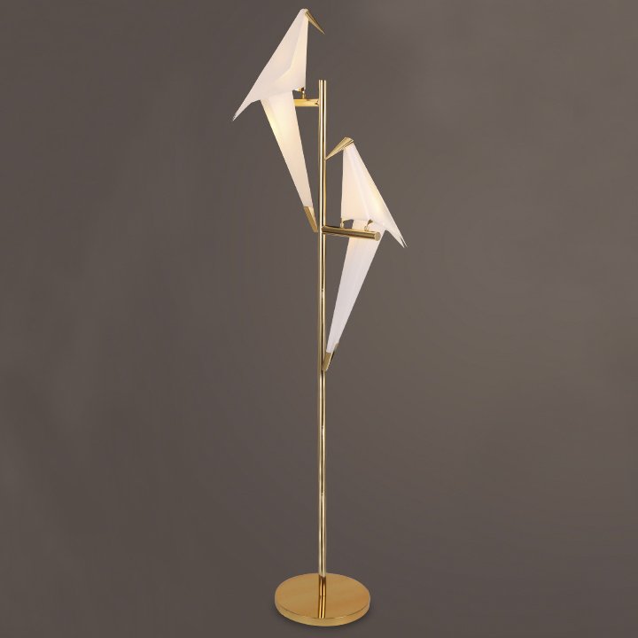 Торшер Origami Bird Floor two lamps Латунь Белый в Челябинске | Loft Concept 