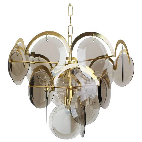 Люстра 1960S VISTOSI SMOKED GLASS DISC CHANDELIER Золотой Стекло Смок Люстра 1960S VISTOSI SMOKED GLASS DISC CHANDELIER Золотой Стекло Смок в Челябинске | Loft Concept