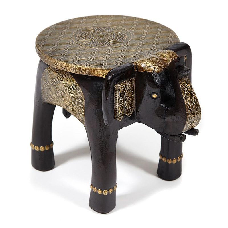 Журнальный стол Antique Indian Brass Mango Wood Elephant Table Черный Латунь Журнальный стол Antique Indian Brass Mango Wood Elephant Table Черный Латунь в Челябинске | Loft Concept