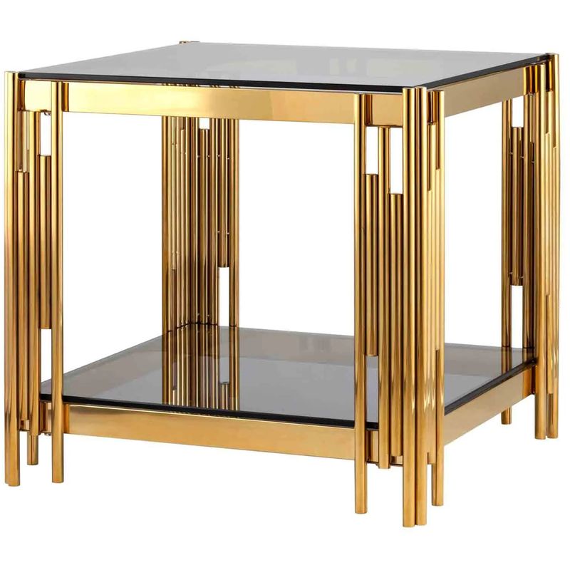 Стол приставной Collection ACCORD Gold Глянцевое золото Стекло Смок Стол приставной Collection ACCORD Gold Глянцевое золото Стекло Смок в Челябинске | Loft Concept