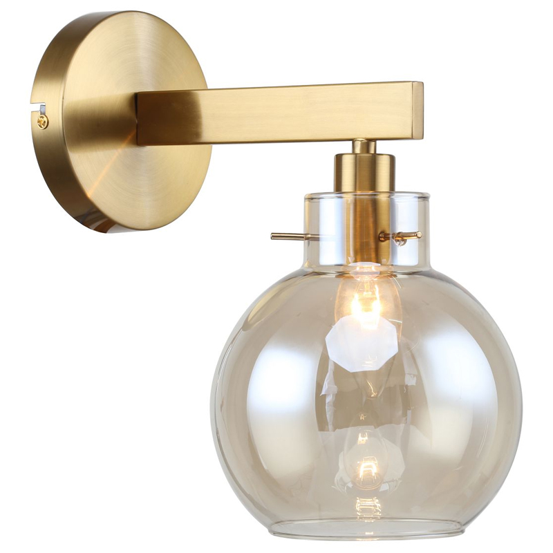 Бра с плафоном коньячного цвета Carmella Globe Brass Латунь Коньяк Бра с плафоном коньячного цвета Carmella Globe Brass Латунь Коньяк в Челябинске | Loft Concept