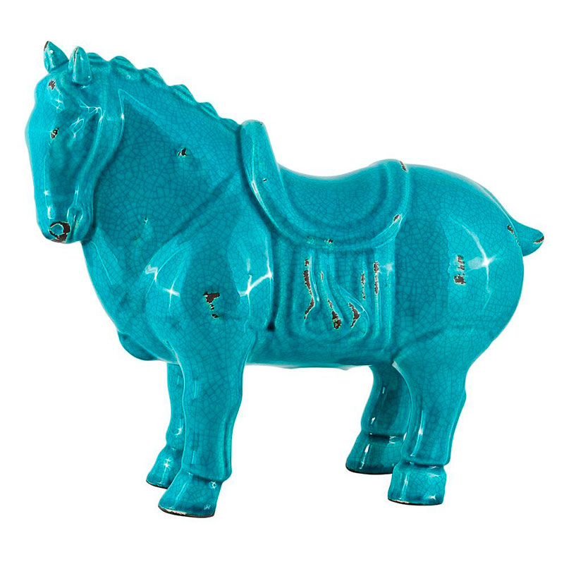 Фигурка керамика синяя лошадь большая Blue Horse Бирюзовый в Челябинске | Loft Concept 