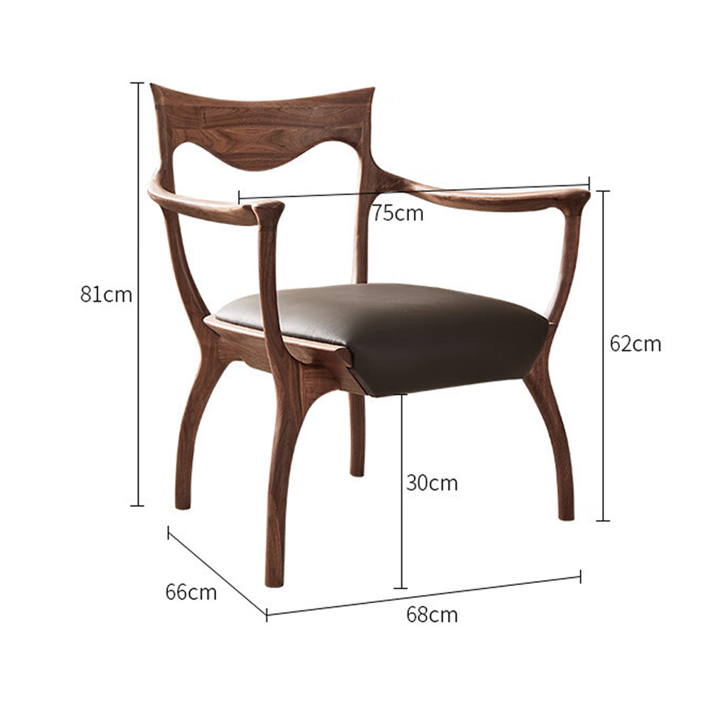 Стул деревянный с мягким сиденьем из коричневой натуральной кожи Moon Walnut Furniture Стул деревянный с мягким сиденьем из коричневой натуральной кожи Moon Walnut Furniture в Челябинске