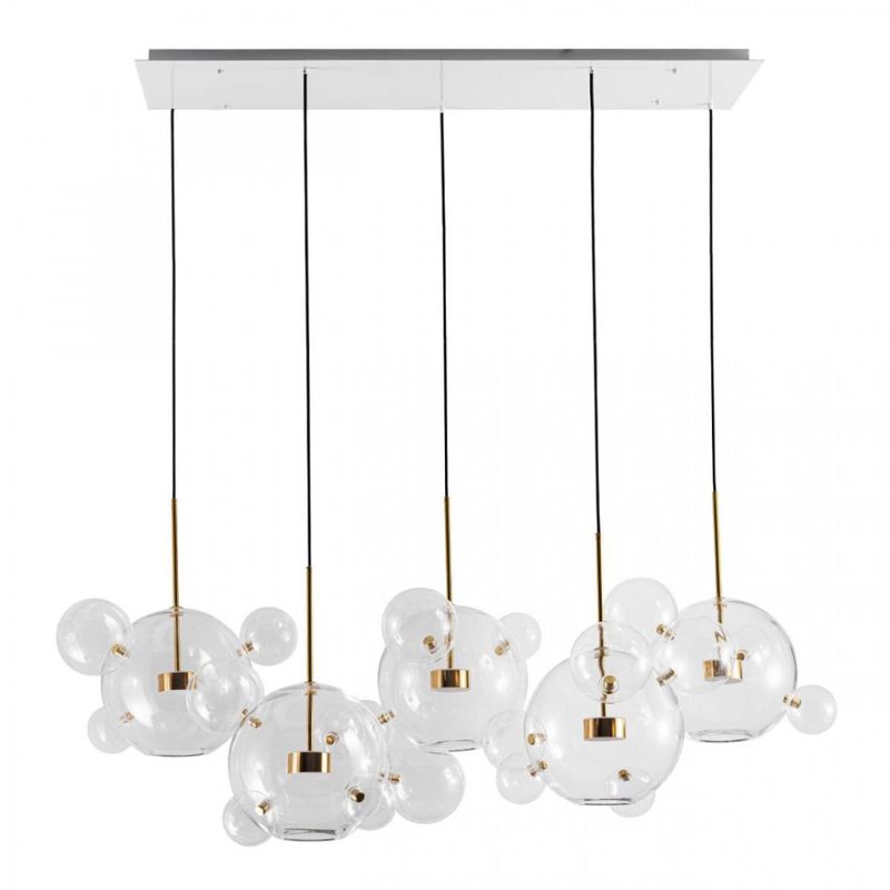 Линейный Светодиодный Светильник Giopato & Coombes Bubble Chandelier Linear Circle 5 плафонов Белый Золотой Прозрачное Стекло Линейный Светодиодный Светильник Giopato & Coombes Bubble Chandelier Linear Circle 5 плафонов Белый Золотой Прозрачное Стекло в Челябинске | Loft Concept