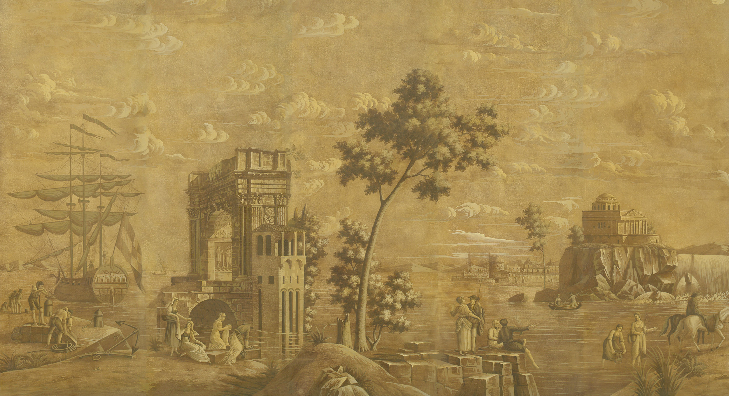 Обои ручная роспись Views of Italy Sepia Обои ручная роспись Views of Italy Sepia - постер Loft-Concept в Челябинске