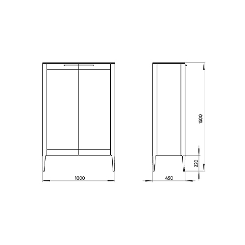 Витрина темно-серая с 2-мя стеклянными дверцами и 3-мя полками Type  в Челябинске