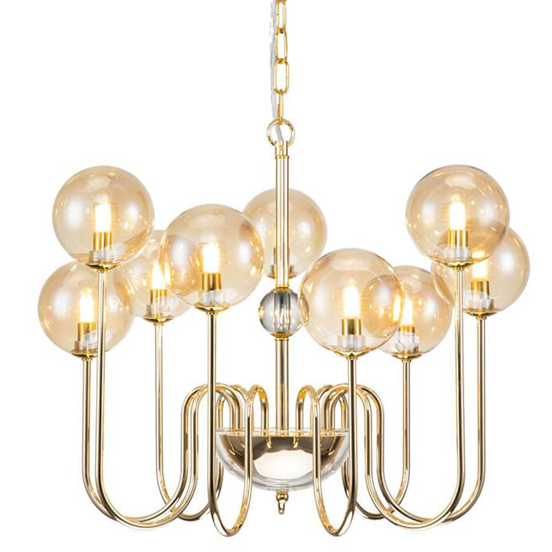Люстра Sheiry Glass Ball Chandelier 9 Глянцевое золото Янтарный Люстра Sheiry Glass Ball Chandelier 9 Глянцевое золото Янтарный в Челябинске | Loft Concept