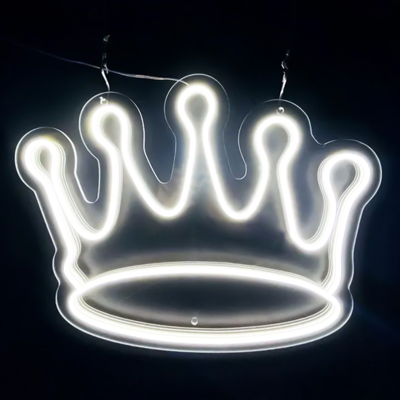 Неоновая настенная лампа Crown Neon Wall Lamp Белый Прозрачный Неоновая настенная лампа Crown Neon Wall Lamp Белый Прозрачный в Челябинске | Loft Concept