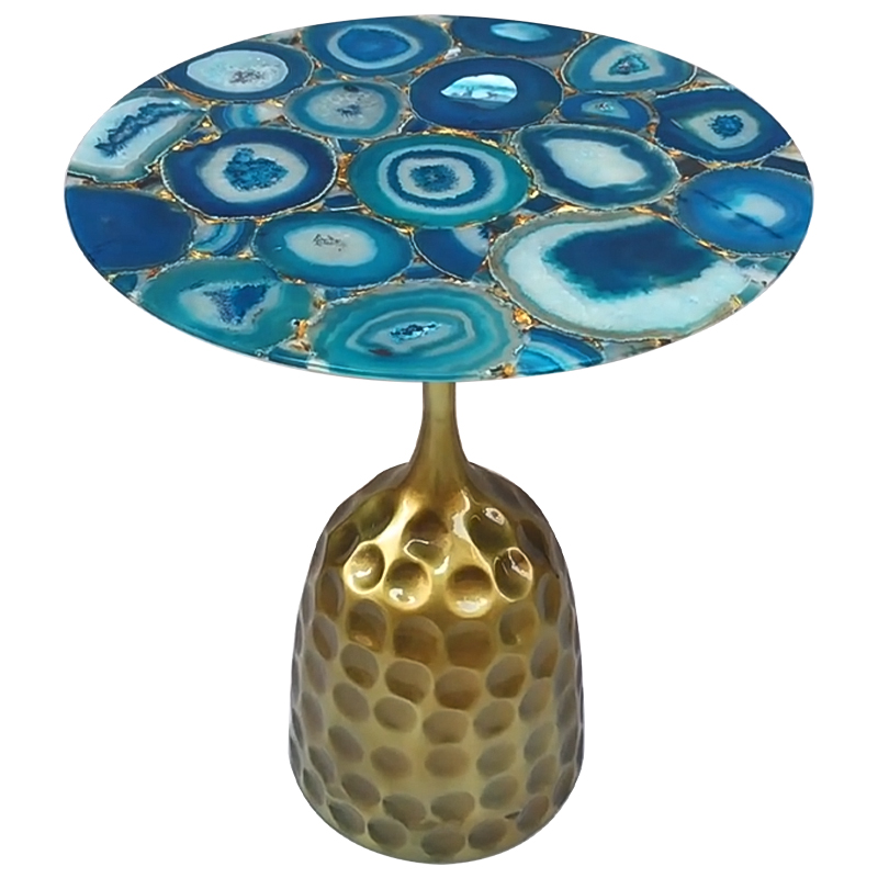 Приставной стол Cluster Surface Blue Agate Side Table Латунь Синий Бирюзовый Приставной стол Cluster Surface Blue Agate Side Table Латунь Синий Бирюзовый в Челябинске | Loft Concept