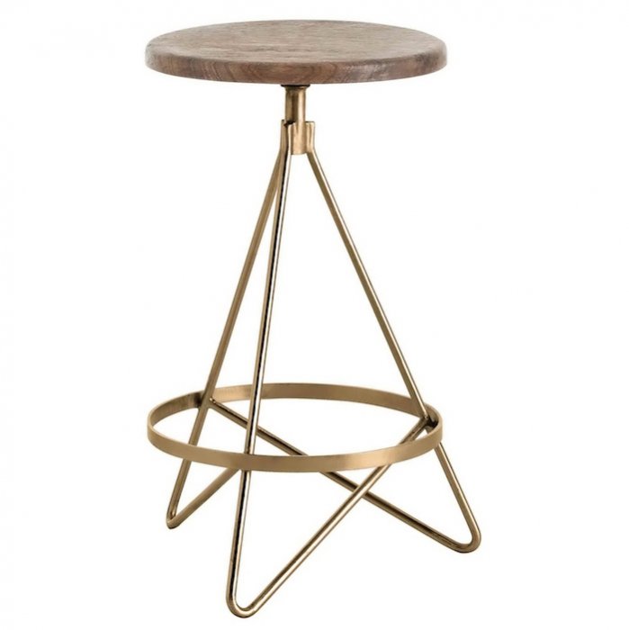 Барный стул Industrial Vintage Brass Iron Swivel Bar Stool Золотой Коричневый Барный стул Industrial Vintage Brass Iron Swivel Bar Stool Золотой Коричневый в Челябинске | Loft Concept