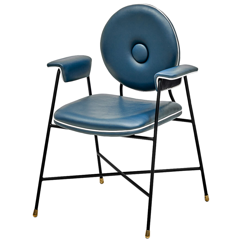 Стул с подлокотниками Oliver Chair II Черный Синий Стул с подлокотниками Oliver Chair II Черный Синий в Челябинске | Loft Concept