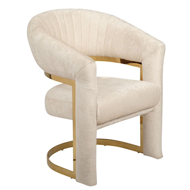 Полукресло Valbonne Chair cream velour Кремовый Глянцевое золото Полукресло Valbonne Chair cream velour Кремовый Глянцевое золото в Челябинске | Loft Concept