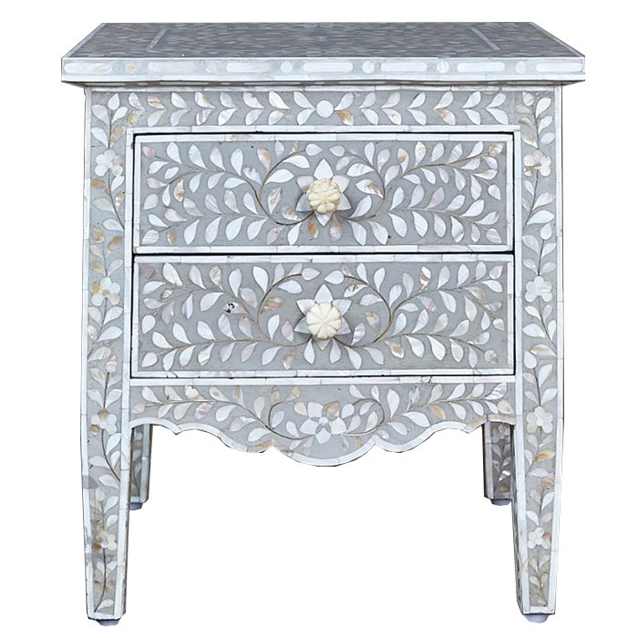 Комод инкрустация перламутром Inlaid Bone Openwork Gray Серый Белый Серый Комод инкрустация перламутром Inlaid Bone Openwork Gray Серый Белый Серый в Челябинске | Loft Concept