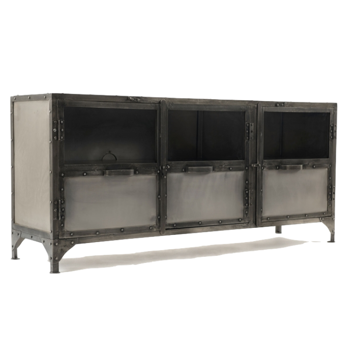 Комод металлический Industrial Steampunk Nickel 3 Door Сoncole Комод металлический Industrial Steampunk Nickel 3 Door Сoncole в Челябинске | Loft Concept