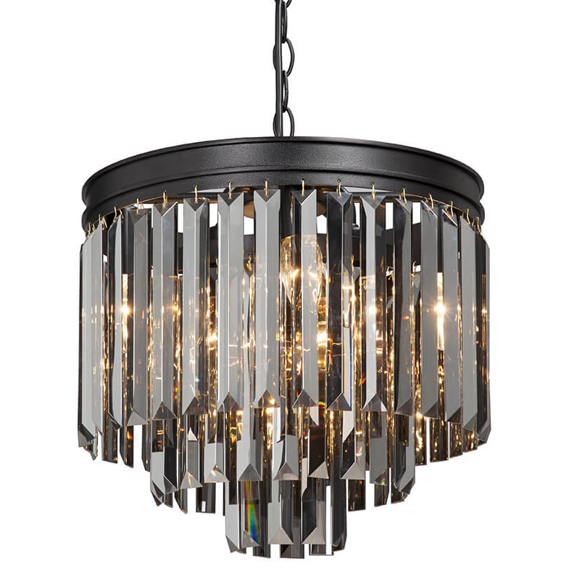 Люстра ODEON Gray glass 3-TIER Black Серое стекло D 36 Черный матовый Люстра ODEON Gray glass 3-TIER Black Серое стекло D 36 Черный матовый в Челябинске | Loft Concept