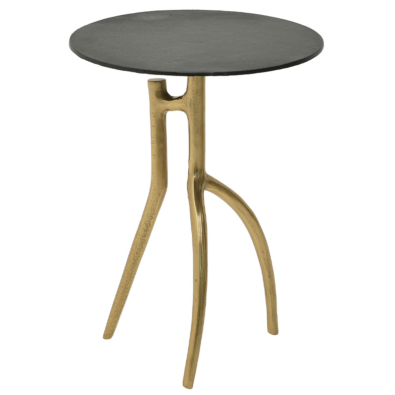 Круглый приставной стол Dawud Side Table Черный Золотой Круглый приставной стол Dawud Side Table Черный Золотой в Челябинске | Loft Concept