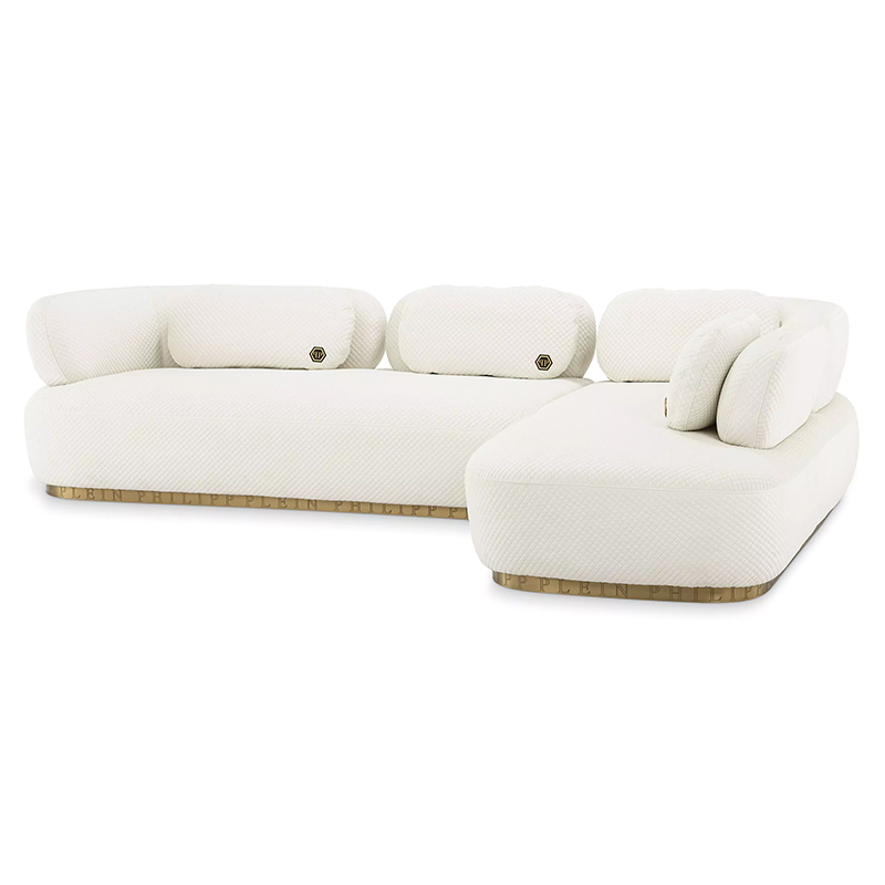 Диван Philipp Plein Sofa Signature Lounge Белый Белый Золотой Диван Philipp Plein Sofa Signature Lounge Белый Белый Золотой в Челябинске | Loft Concept