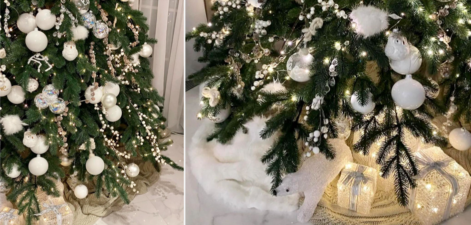 Дизайнерская Елка с Белым Декором Christmas Tree White Balls Дизайнерская Елка с Белым Декором Christmas Tree White Balls - Loft-Concept в Челябинске