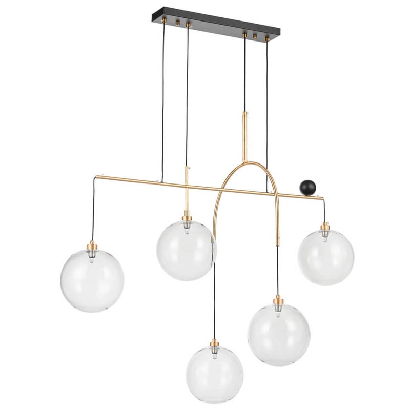 Люстра Five Hanging Balls Chandelier Золотой Прозрачный Черный Люстра Five Hanging Balls Chandelier Золотой Прозрачный Черный в Челябинске | Loft Concept