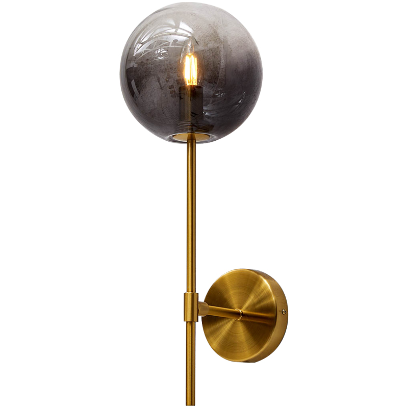 Бра стеклянный плафон шар Urmila Wall Lamp Серое стекло Золотой Серый Бра стеклянный плафон шар Urmila Wall Lamp Серое стекло Золотой Серый в Челябинске | Loft Concept