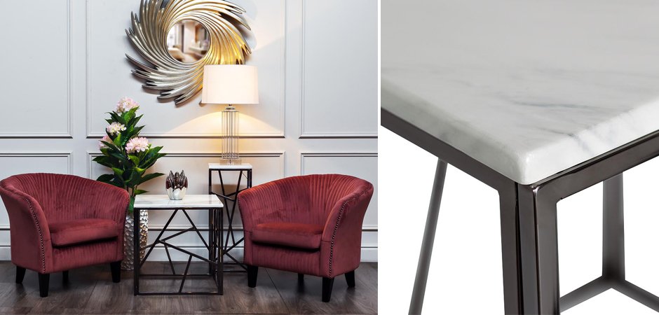 Приставной стол Serene Furnishing Dark Chrome Marble Top Приставной стол Serene Furnishing Dark Chrome Marble Top - Loft-Concept в Челябинске