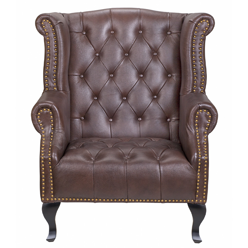 Кресло из натуральной кожи на 4-х деревянных ножках из массива бука Thomas Armchair brown Коричневый Черный Кресло из натуральной кожи на 4-х деревянных ножках из массива бука Thomas Armchair brown Коричневый Черный в Челябинске | Loft Concept