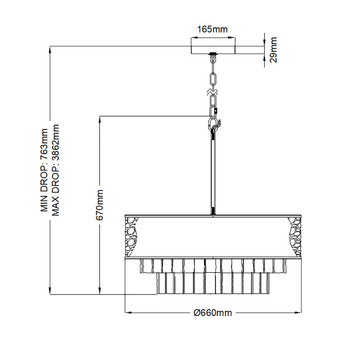 Люстра круглая с подвесками из текстурированного стекла молочного цвета Hinkley в Челябинске
