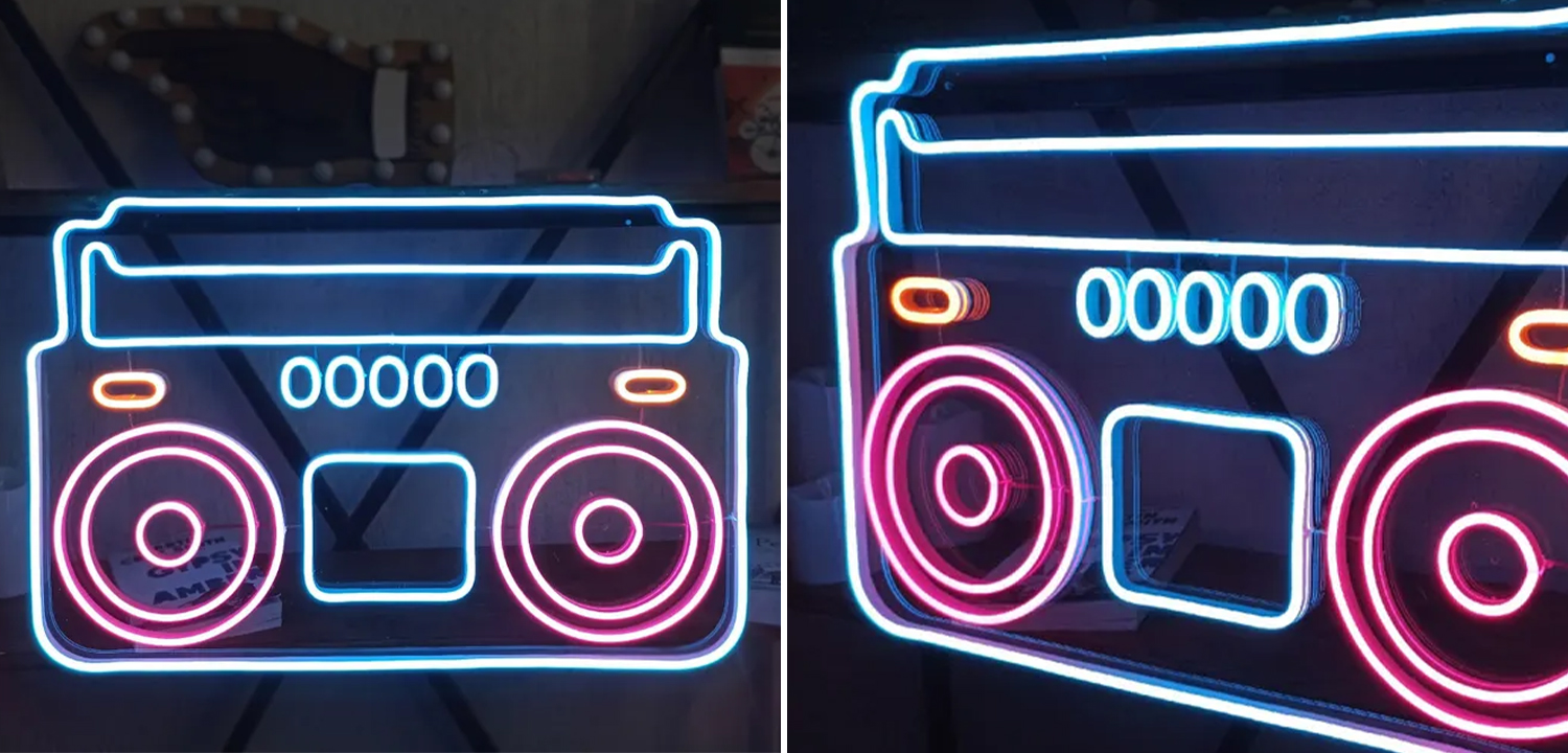 Неоновая настенная лампа Tape Recorder Neon Wall Lamp - фото
