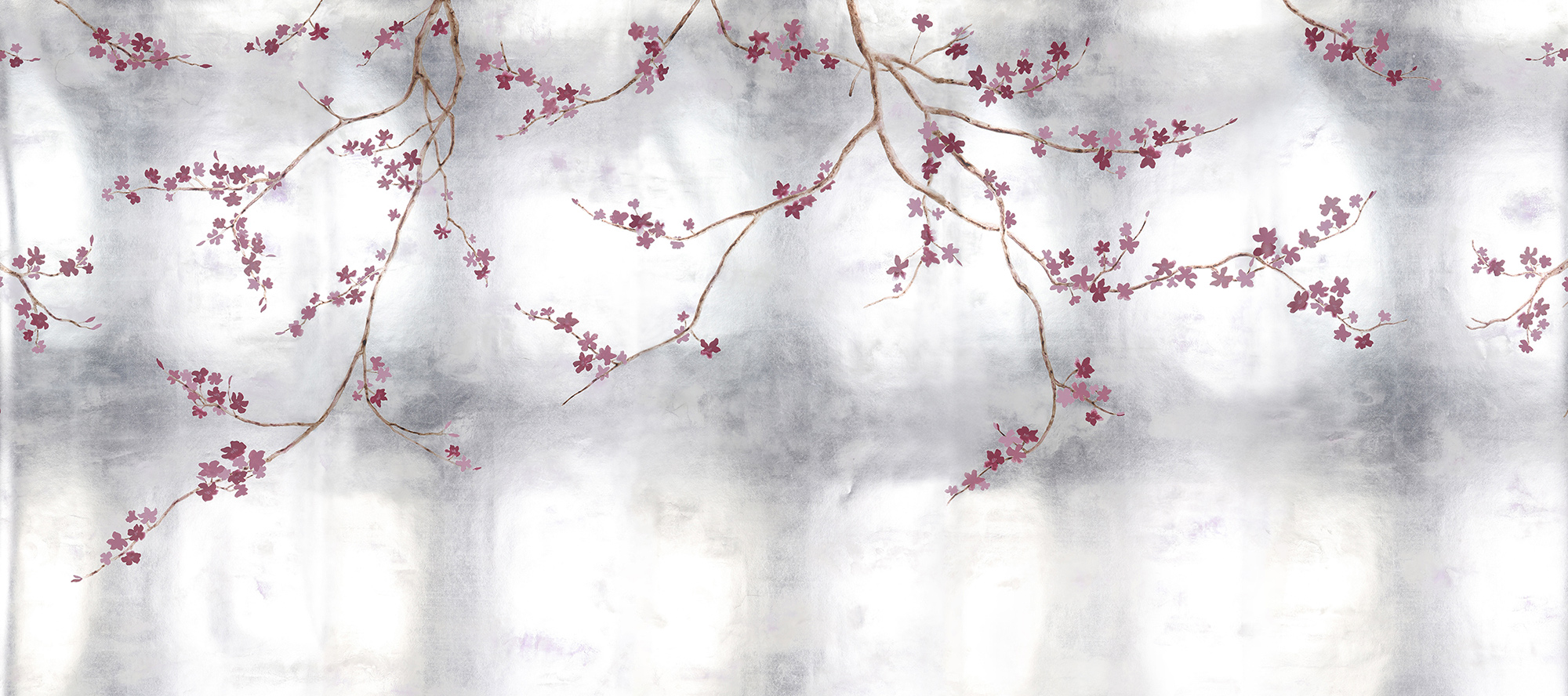 Обои ручная роспись Cherry Tree Special Colourway on Sterling Silver gilded paper Обои ручная роспись Cherry Tree Special Colourway on Sterling Silver gilded paper - постер Loft-Concept в Челябинске