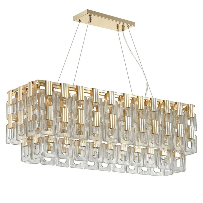 Люстра Ribbed Elements Pendant Linear Золотой Прозрачное Стекло Люстра Ribbed Elements Pendant Linear Золотой Прозрачное Стекло в Челябинске | Loft Concept