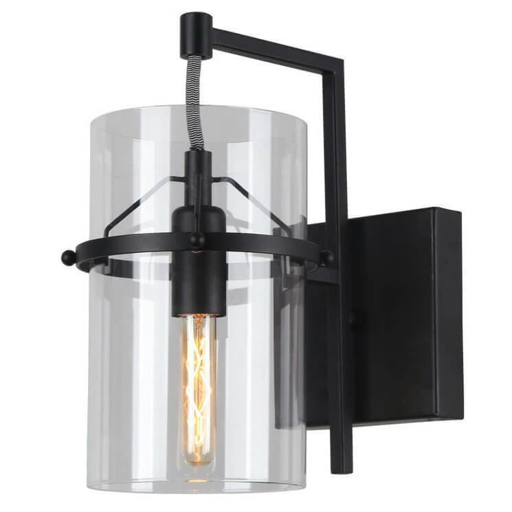 Бра Glass Cylinder Sconces Черный Прозрачный Бра Glass Cylinder Sconces Черный Прозрачный в Челябинске | Loft Concept