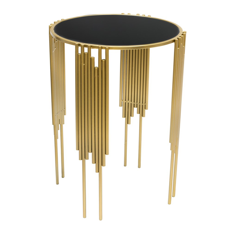 Приставной стол Interior Table черное стекло Черный Золотой Приставной стол Interior Table черное стекло Черный Золотой в Челябинске | Loft Concept