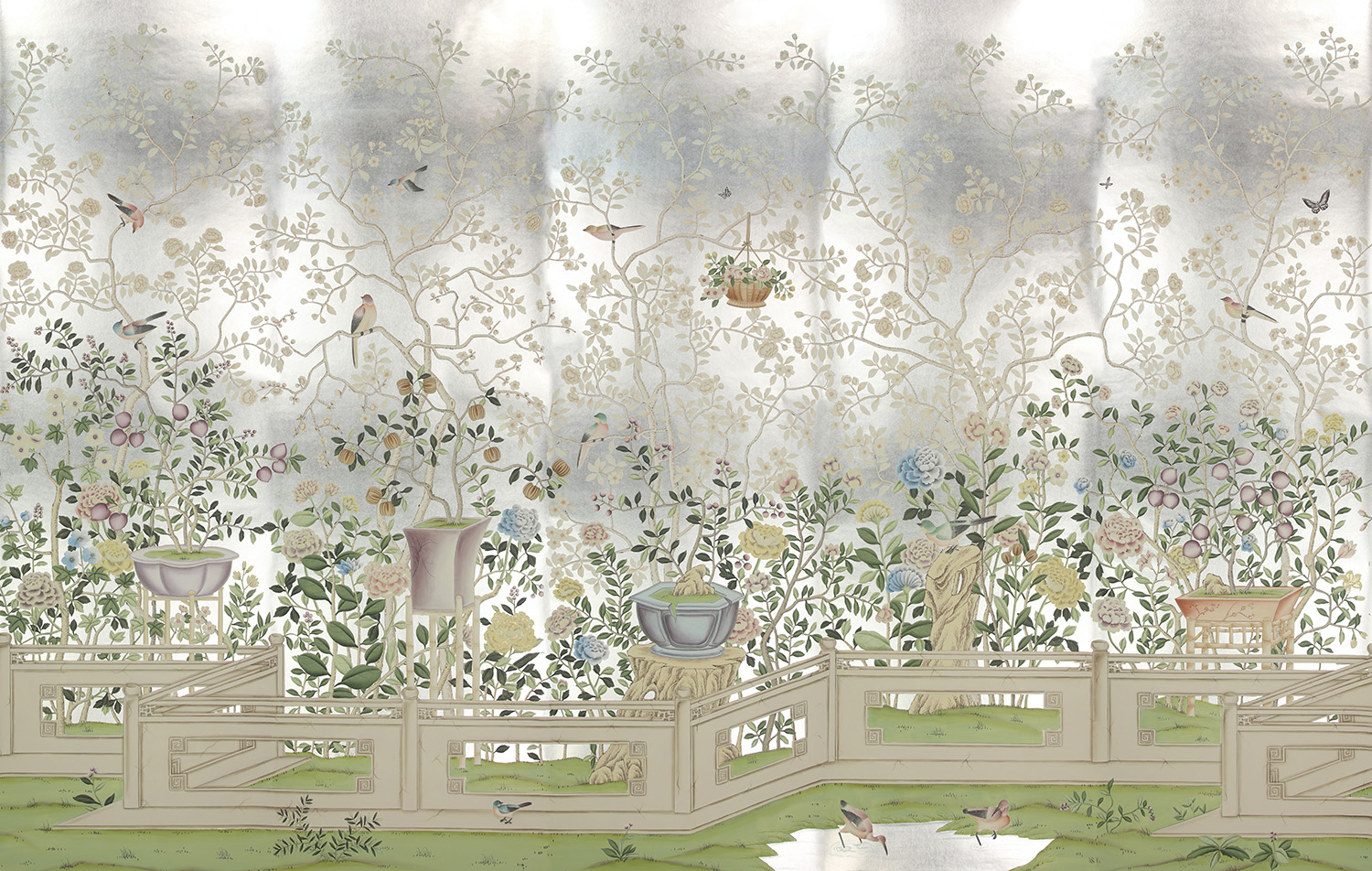 Обои ручная роспись Temple Newsam White Gold gilded silk Обои ручная роспись Temple Newsam White Gold gilded silk - постер Loft-Concept в Челябинске