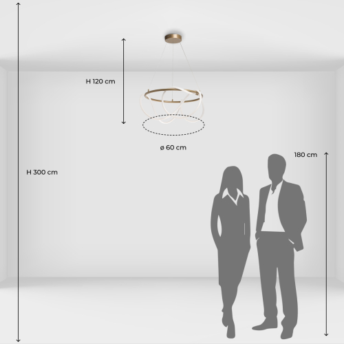 Люстра подвесная круглая золотого цвета с белыми изогнутыми световыми линиями Luke Lampco Tracer Lamp в Челябинске